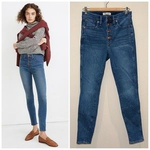 Madewell 10" High-Rise Skinny Button-Front Jeans in Dewitt Wash